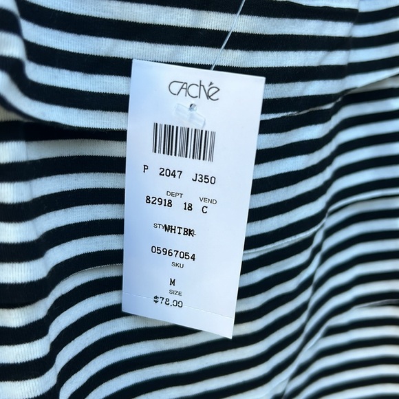 NWT Cache Black and White Striped Layered Tank Top Nautical Punk Rockabilly Sz M - Picture 4 of 6